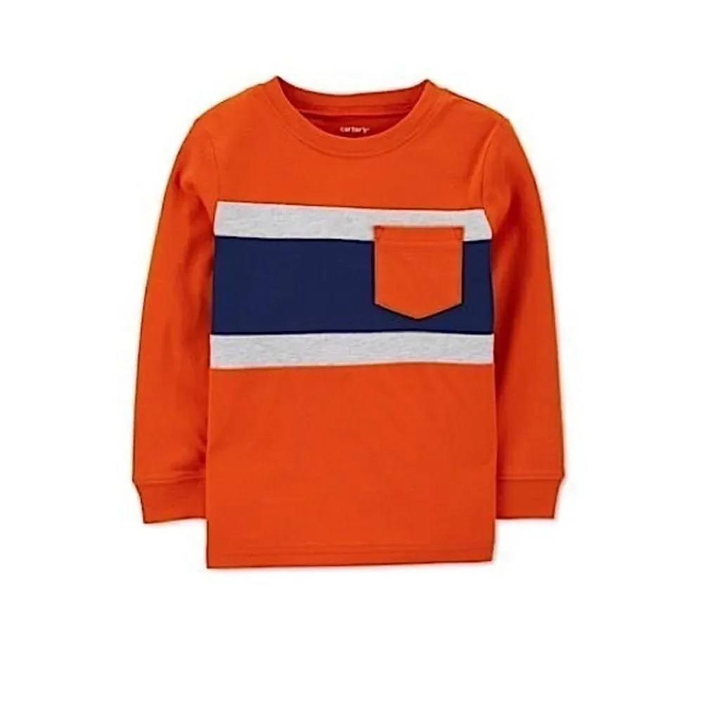 Carter's, Marvel Toddler Boys Striped Pocket T-Shirt Spiderman Sleeve Graphic